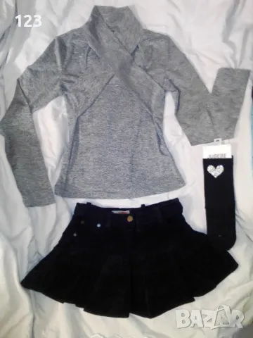 Интересен комплект-маркова блуза с кръстоска, пола и луксозни чорапи с диамантено сърце