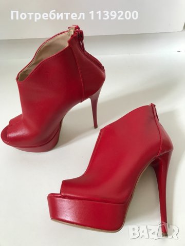 Osmose 36 червени боти платформа сандал естествена кожа висок ток, снимка 1 - Дамски елегантни обувки - 34479485