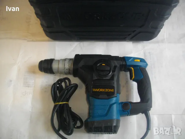 WORKZONE 2018г. 1500W 5J ЕЛЕКТРИЧЕСКИ ПЕРФОРАТОР КЪРТАЧ 4 ПОЗИЦИОНЕН ОТЛИЧЕН В КУФАР, снимка 10 - Перфоратори - 48268746