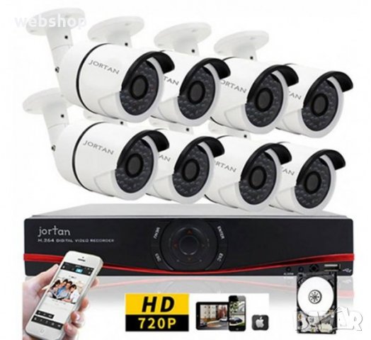Комплект за видео наблюдение, 8 бр. камери с кабел, DVR, AHD, USB, снимка 1
