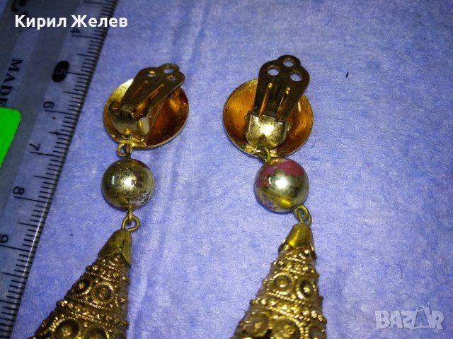 СТАРИ ОРНАМЕНТИРАНИ АЖУРНИ АР НУВО СТИЛ БРОНЗОВИ ОБЕЦИ с ПОЗЛАТА РЕТРО КЛИПС МОДЕЛ 37102, снимка 11 - Антикварни и старинни предмети - 40684798
