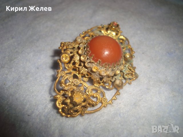 ПРЕКРАСНА СТАРИННА ФИЛИГРАННА БРОНЗОВА ПОЗЛАТЕНА АР НУВО РЕТРО БРОШКА МАЙСТОРСКА ИЗРАБОТКА 31393, снимка 6 - Антикварни и старинни предмети - 38032397