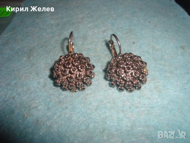 ПОСРЕБРЕНИ ФЛОРАЛНИ СКЪПОЦЕННИ АР НУВО ОБЕЦИ с МНОГО ФАСЕТИРАНИ МАРКАЗИТИ 26783