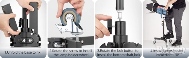 Професионален стоманен статив за студийно осветление - AMBITFUL, снимка 4 - Чанти, стативи, аксесоари - 52437219