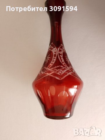 Кристална гарафа,Ваза цветен червен кристал, снимка 3 - Антикварни и старинни предмети - 42251736