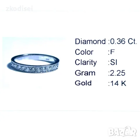Златен дамски пръстен с диамант 0,36Ct. чистота:SI размер:54 модел:42925-1, снимка 4 - Пръстени - 55824593