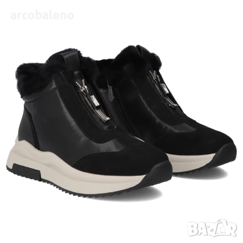 Дамски черни боти на платформа от естествена кожа с кожена облицовка Dorie , снимка 8 - Дамски боти - 52597501