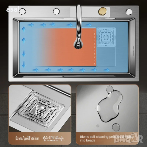 Висококачествена мултифункционална кухненска мивка в цвят инокс, снимка 6 - Мивки - 44730494