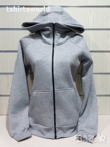 Нов дамски суичър с ЦИП и качулка в сив цвят, снимка 11 - Суичъри - 31125505