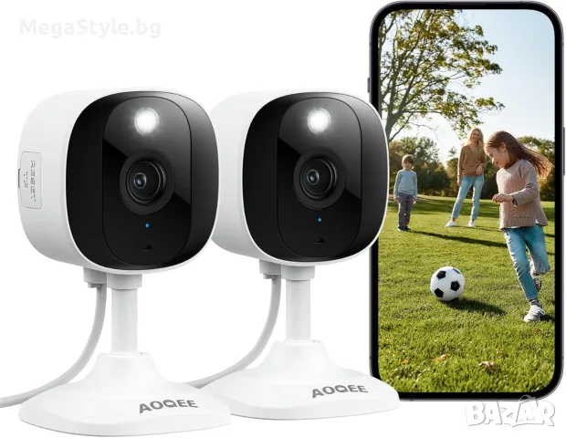 Комплект 2 броя Смарт Камери AOQEE C1 – 2K Ultra HD за Външно и Вътрешно Наблюдение