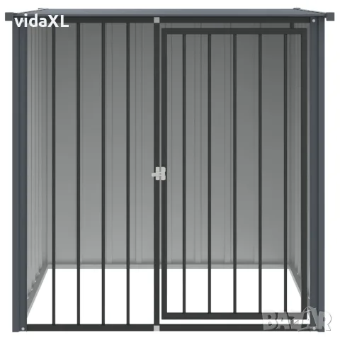 vidaXL Къща за куче с покрив черна 110x103x109 см поцинкована стомана, снимка 3 - За кучета - 56146303