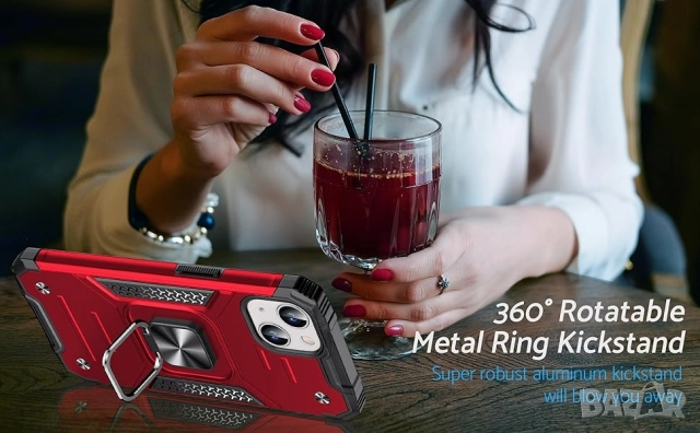 Промо! Удароустойчив кейс за iPhone 15, 14, 13 – Червен, DASFOND Armor, снимка 9 - Калъфи, кейсове - 52541774