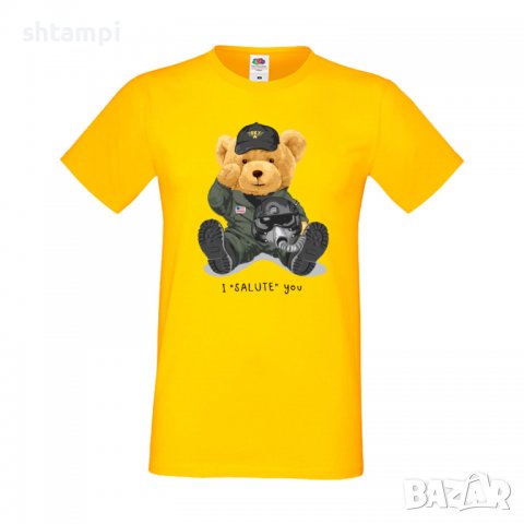 Мъжка тениска bear I SALUTE you for,тениска с Мече,Меченце,Животно, Играчка,Изненада,Подарък,Повод,, снимка 13 - Тениски - 37291390