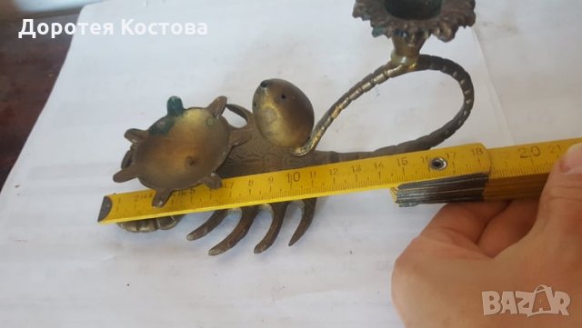 Красив месингов пепелник + свещник, снимка 5 - Антикварни и старинни предмети - 35306257