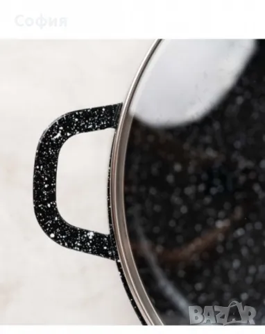 Комплект тенджери Goldmann -2.3\4.5\6.5\2.3L., Лят алуминий, Мраморно покр.,  отвътре/отвън, снимка 4 - Съдове за готвене - 48506214