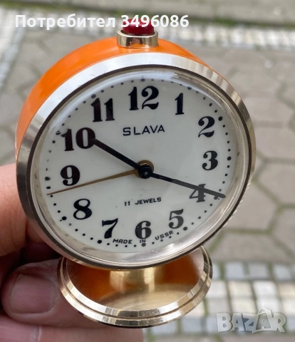 Стар съветски механичен будилник СЛАВА 11 камъка, снимка 9 - Колекции - 54058934