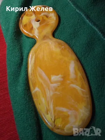 СТИЛНО ВИНТИДЖ ОГЛЕДАЛЦЕ БАКЕЛИТ / КАТАЛИН КРАСИВА ИМИТАЦИЯ на КЕХЛИБАР 47096, снимка 13 - Други ценни предмети - 46774702