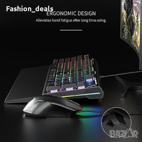 Нова Механична геймърска кабелна клавиатура с RGB подсветка и сгъваема подложка за китката, снимка 3 - Клавиатури и мишки - 42427061