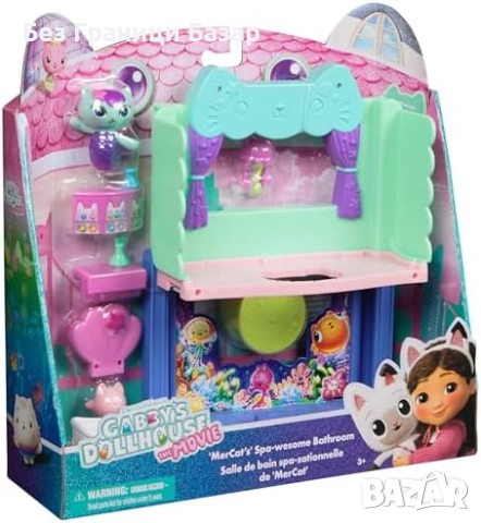 Нов комплект Gabby’s Dollhouse MerCat баня с изненада и аксесоари, 10 части, снимка 2 - Други - 51676799