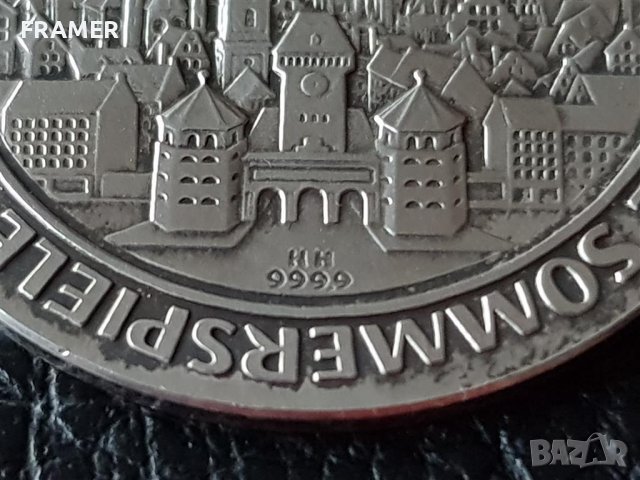9999 ‰ Сребро Немски медал плакет Мюнхен 1972 Oz унция, снимка 7 - Нумизматика и бонистика - 36770210
