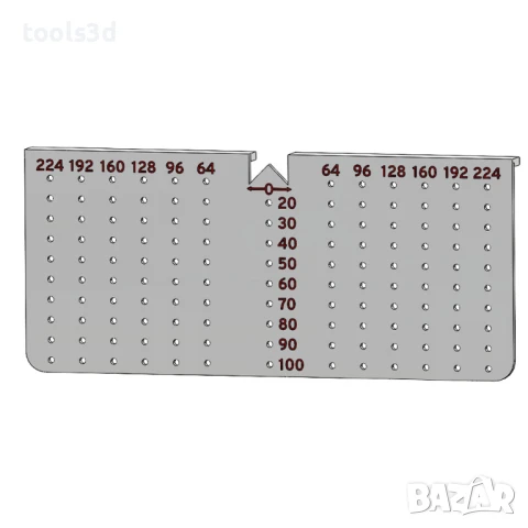 3D Принтиран шаблон за мебелни дръжки до 224 милиметра.