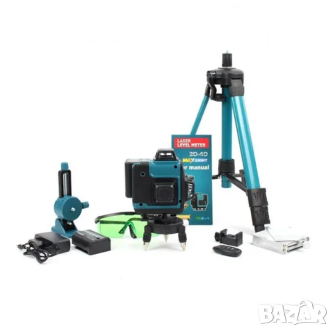 Самонивелиращ Лазерен Нивелир 4D с 16 Линии, Зелен Лазер, Тринога и Куфар, снимка 3 - Измервателни инструменти - 50589465