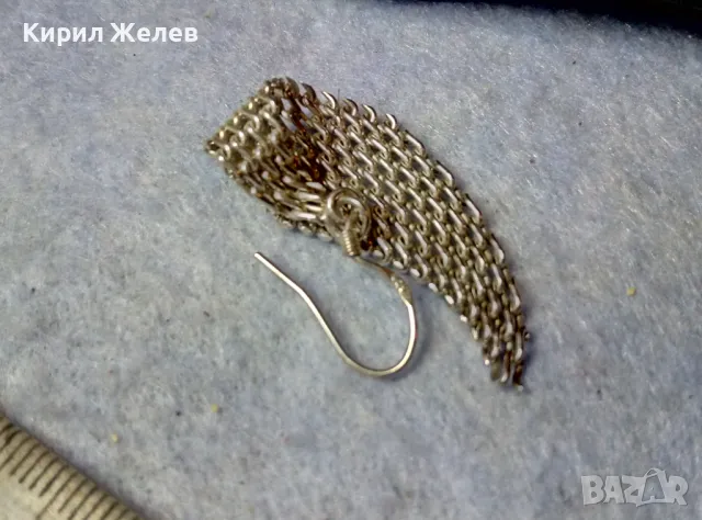 НЕЖНА ПОСРЕБРЕНА АРТ ОБЕЦА от БЛАГОРОДНА СТОМАНА ФИНА ВИНТИДЖ ПЛЕТКА 49412, снимка 3 - Обеци - 48901607
