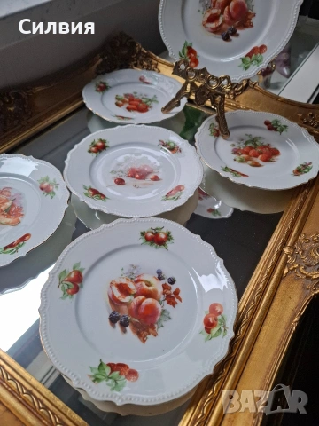 Антикварен Комплект Десертни Чинии „P.K. Silesia“ – Късче История от Силезия, снимка 2 - Сервизи - 53913619