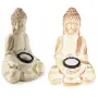 Нов LED соларна лампа Buddha, Livarno home, Градинска, Полирезин, IP44, 16x12.5x25.5 cm, Бежов, снимка 5