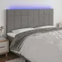 vidaXL LED горна табла за легло, тъмносива, 160x5x118/128 см, плат, снимка 2