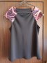 елегантна черна шифонена  блуза с шарена дантела , снимка 1 - Тениски - 29397055