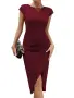 Дамска рокля bodycon , за  коктейли  и официални събития ,  прилягаща фигура – Бордо L, снимка 2