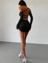 Къса черна рокля с гол гръб, снимка 3