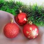 3246 Комплект коледни червени топки за елха Снежинки, 6 броя, снимка 3