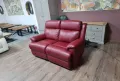 Червен кожен диван двойка с електрически релаксиращ механизъм, снимка 6