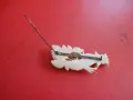 Уникална старинна брошка слонова кост и сребро , снимка 6