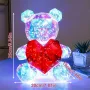 Ръчно изработена USB Великолепна светеща LED мечка, държаща червено сърце, снимка 3