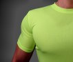 Спортни тениски за фитнес и тичане от бързо съхнеща материя - сигнално зелено, снимка 3