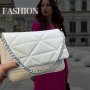 Луксозна дамска чанта с метална дръжка за рамо тип синджир - различни цветове