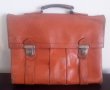Стара оранжева кожена офис чанта, снимка 1 - Чанти - 36699244