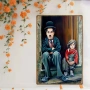 Метална табела с Чарли Чаплин от класическия филм „Хлапето“, снимка 3