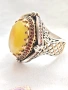 Голям Разкошен Сребърен Мъжки Султан Пръстен с Кехлибар и Карнеоли ARTUKBEY, снимка 1