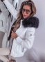 Бяло дамско ватирано яке с кожа , снимка 4