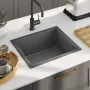 vidaXL Ръчно изработена кухненска мивка, черна, неръждаема стомана（SKU: 51503）, снимка 2