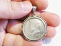 Медальон - сребърен американски долар, HALF DOLLAR - 1964 г. сребро  лика на Кенеди и сребърен обков, снимка 2