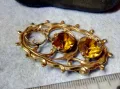 ИЗЯЩНА СТАРИННА ПОЗЛАТЕНА АР НУВО БРОШКА с ЮВЕЛИРНО ФАСЕТИРАН ЦИТРИН 29249, снимка 7