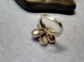 ФЛОРАЛЕН СКЪПОЦЕНЕН СРЕБЪРЕН ПРЪСТЕН ЦВЕТЕ СРЕБРО 925 с БЯЛА ПОЗЛАТА 49215, снимка 6