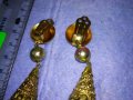 СТАРИ ОРНАМЕНТИРАНИ АЖУРНИ АР НУВО СТИЛ БРОНЗОВИ ОБЕЦИ с ПОЗЛАТА РЕТРО КЛИПС МОДЕЛ 37102, снимка 11