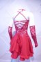 Детска рокля за спортни танци в червен цвят с дантела и гол гръб, снимка 5