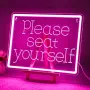 Розов LED неонов надпис Please Seat Yourself, снимка 1
